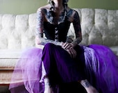 Purple Black Tulle Lace Sparkly Bustle Skirt