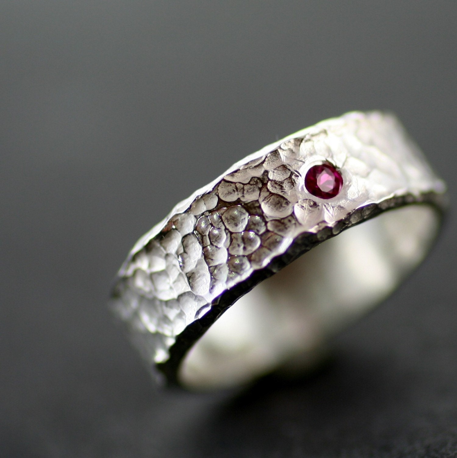 Items similar to Gothic Sterling Silver Ruby Wedding Ring
