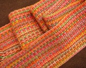 Scarf Handwoven Tangerine Tango & Bright Chartreuse