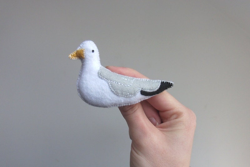 felt seagull brooch