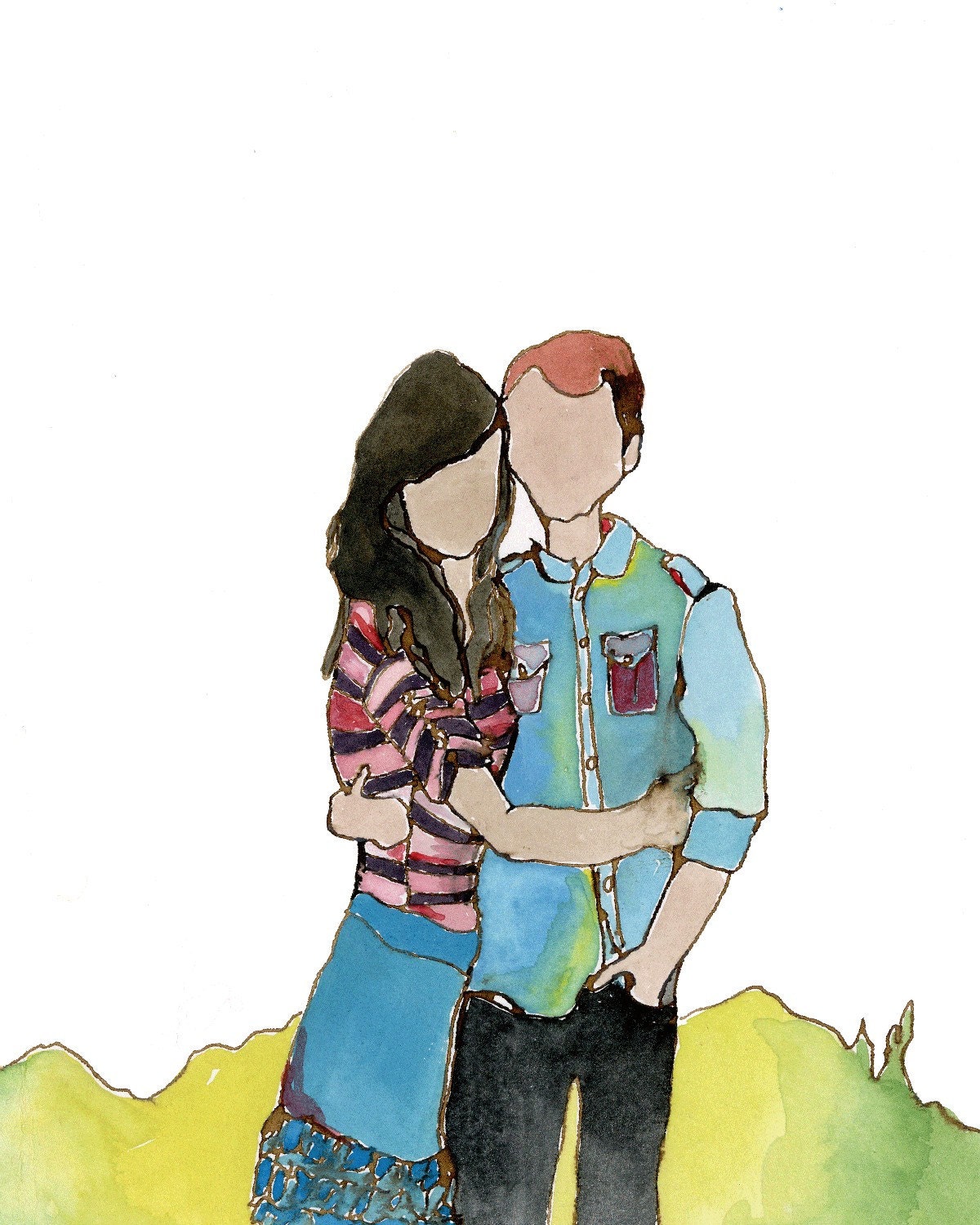 Examples of personalized watercolor portrait
