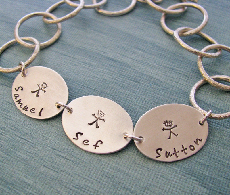 personalized sterling oval link bracelet - hand stamped