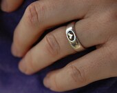 sterling and gold heart ring - 6mm band with hand stamped customization