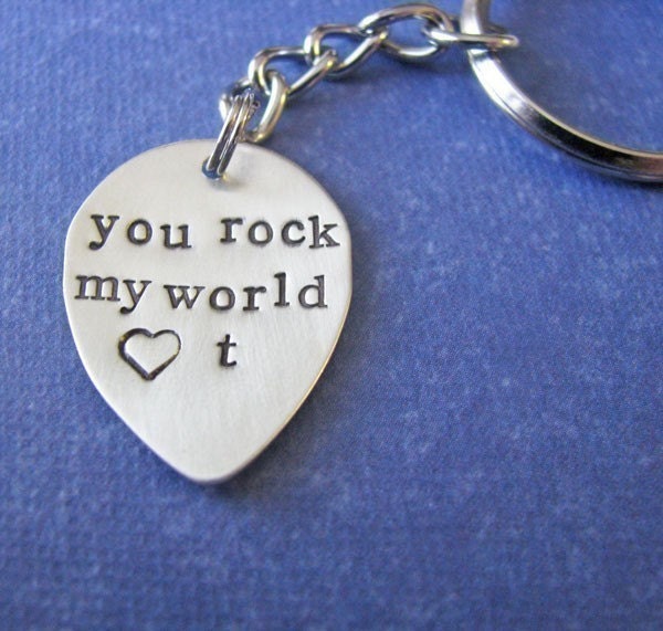 sterling silver custom guitar pick keychain