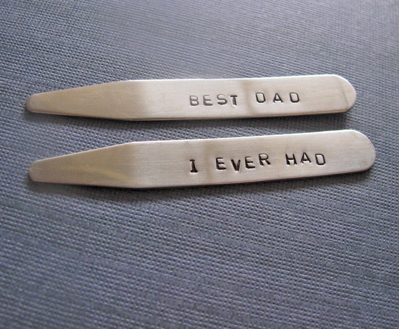 custom shirt collar stays - hand stamped stainless steel