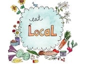 Eat Local - Farmer's Market Art Print