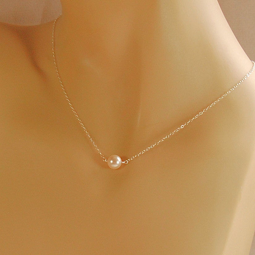 Bridal Necklace - Wedding Jewelry - Swarovski Pearl Necklace in Sterling Silver - The Pearl Solitaire Necklace