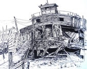 Signed San Rafael Ferry Sausalito Waterfront Series2 Print by KateD-W