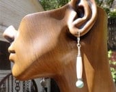 Turquoise and Bone Earrings on Sterling  Silver 2 1/2 inches long