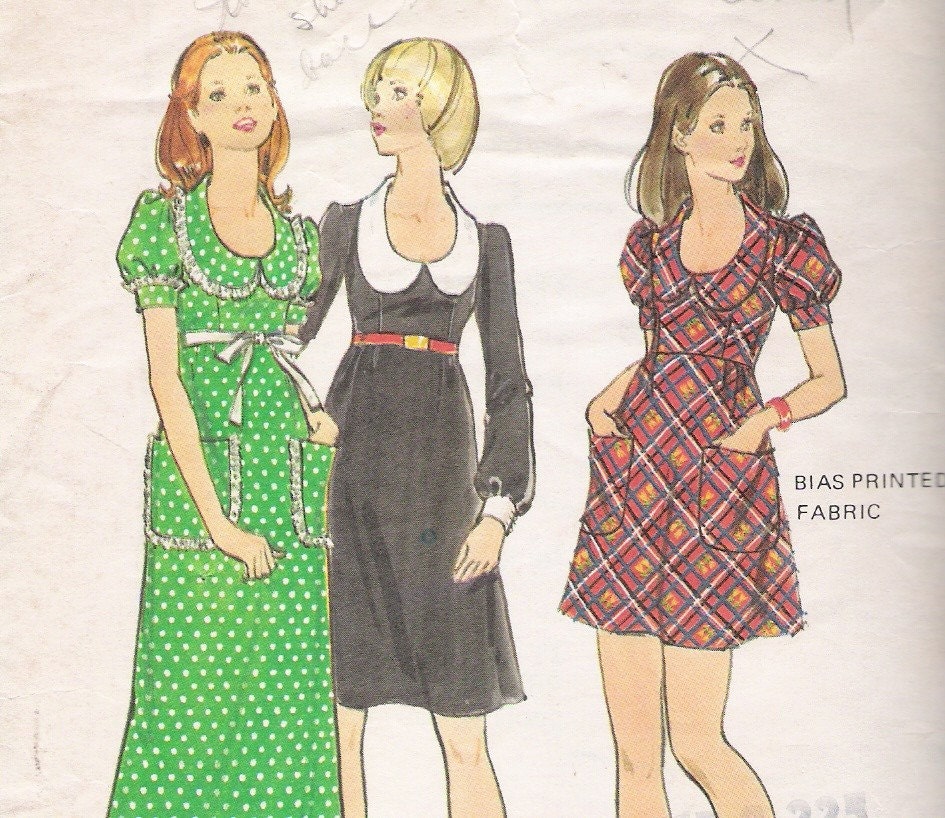 Vintage Pattern Womens S Baby Doll Dress Bust