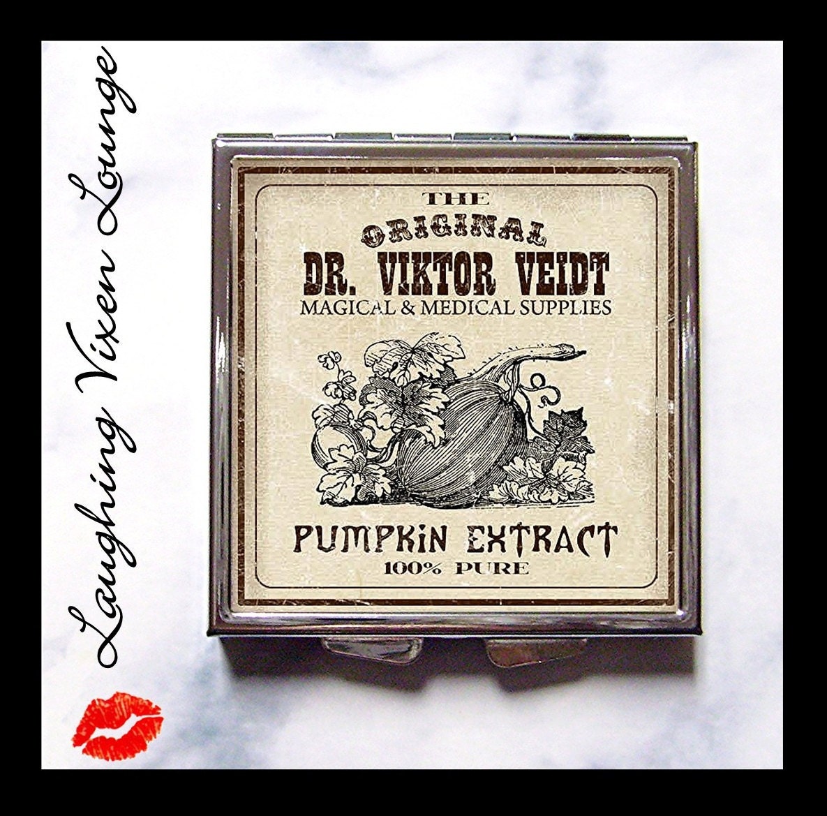 Compact Mirror - Magic Potion - Potion Label Pumpkin Extract Compact - Pumpkin Pill Box - Wizard Witch Potion - Magic Spell - Witch Spell