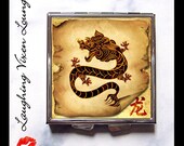 Zodiac Compact Mirror - Chinese Zodiac Dragon - Pill Box - Astrology Horoscope - Year Of The Dragon - Birthday Birth Sign - Pill Case