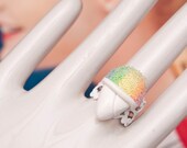 Cocktail Ring - Rainbow Snow Cone Shaved Ice Handmade by Roscata