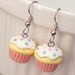 Earrings - Yellow Cake Pink Cupcakes with Vanilla Frosting and Sprinkles Handmade by Roscata