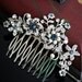 Wedding Hair Comb, Rhinestone flowers and vintage leaves, Montana Blue SABINE
