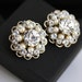 Gold Shoe Clips, Swarovski Rhinestone and Pearl, Round Bridal Shoe Clips, Wedding Shoe Clips. ELLA
