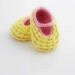 Crocheted Yellow Baby Booties. Pink. Cotton.