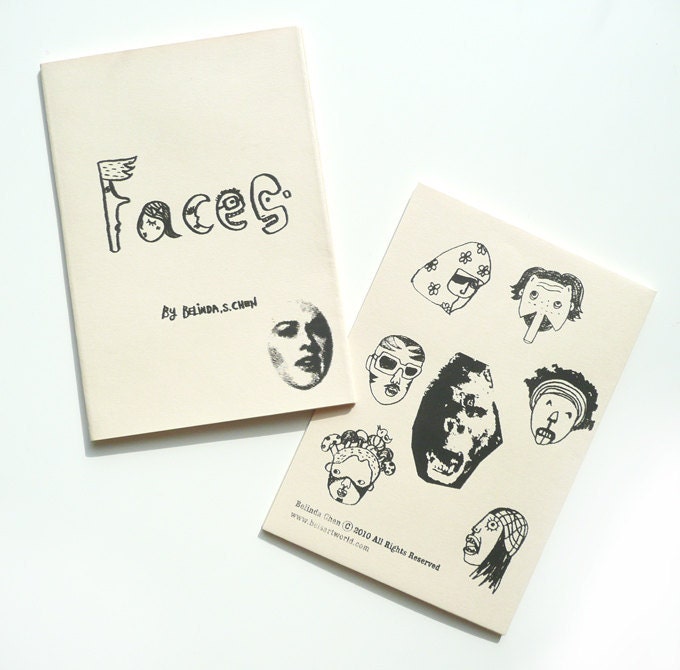Hand printed zine- FACES (handmade zine)