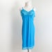 Vintage Slip Dress Hand Dyed Slip Dress Bright Aqua Turquoise M