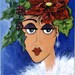 Woman's Face PRINT Holly & Red Poinsetia Tile on Etsy