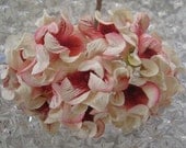 Millinery Flowers Hydrangea Handmade Paper Hydrangea Flower Cluster In Scarlet And Cream