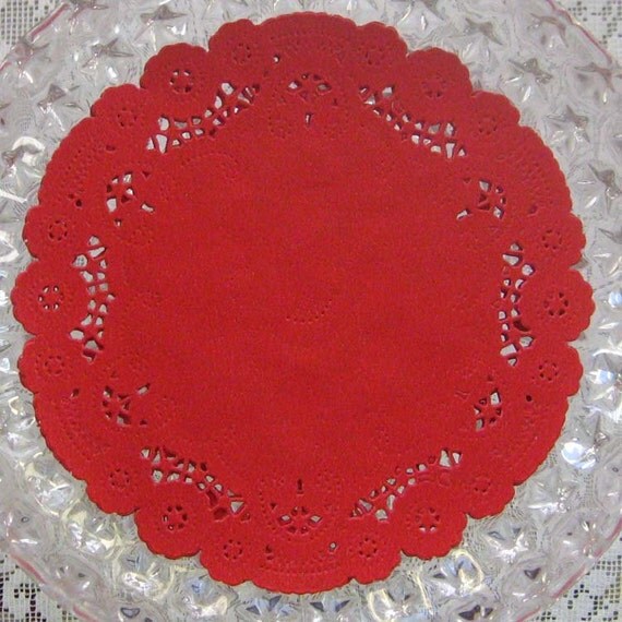 15 Fancy Paper Lace Red Doilies Doily Made In by 32NorthSupplies