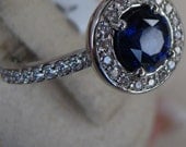 1.96 Carat Blue Sapphire and Diamond Ring -- 18K White Gold
