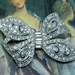 LARGE Antique Rhinestone BRIDAL BOW Pin BROOCH Stunning 1920-30s Classic