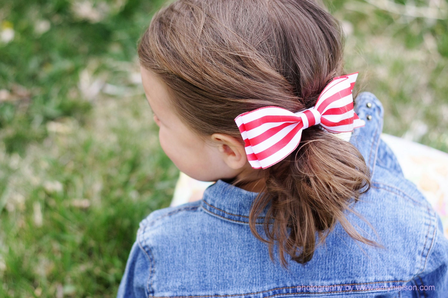 Red with White Stripe. Summer Sweets Barbecue Bow.