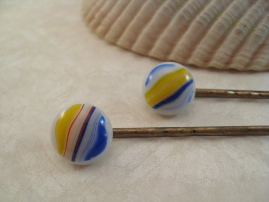 Decorative Glass Bobby Pins - Multi Colored Hair Accessory