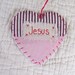 Wordz From the Heart Snippet Ornament - JESUS - Stitched From Recycled Vintage Quilt Piece