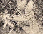 The Tea Party limited edition drypoint by Stephanie Mercado (Please click for full view)