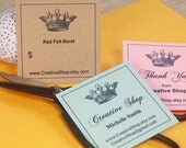 Printable - EDITABLE - Black CROWN - Labels, Business Cards, Price/Gift Tags, Purchase Encl, Address Labels -  Change the TEXT over and over