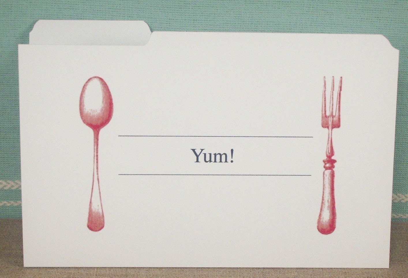 Printable  - Fork and Spoon  Recipe Card and Mini Folder - Type or paste your recipe into the template - NO Writing Needed