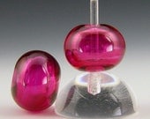 Lampwork Hollow Bead Earring Pairs Hot Pink