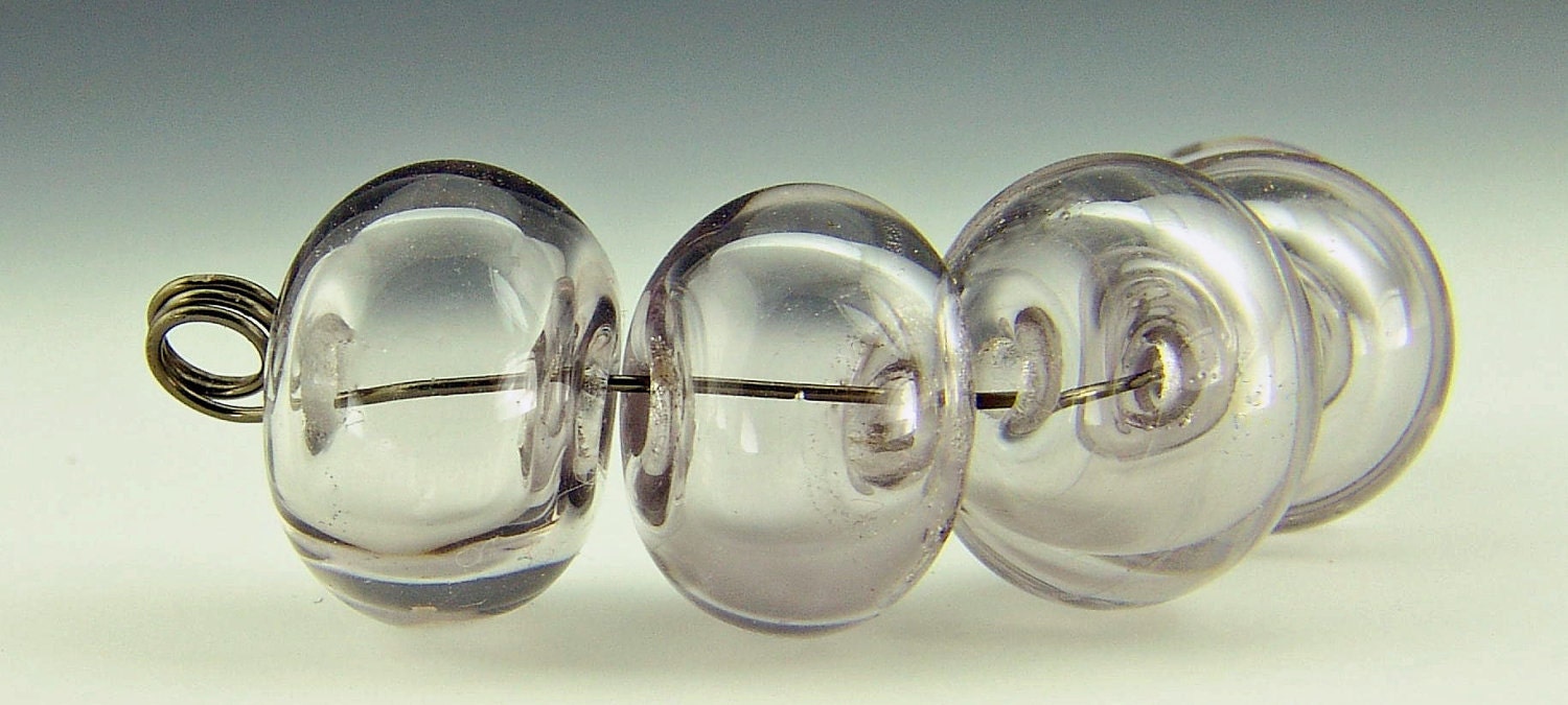 Hollow Lampwork Beads set of 5 Sepia Unique (soft elephant grey)