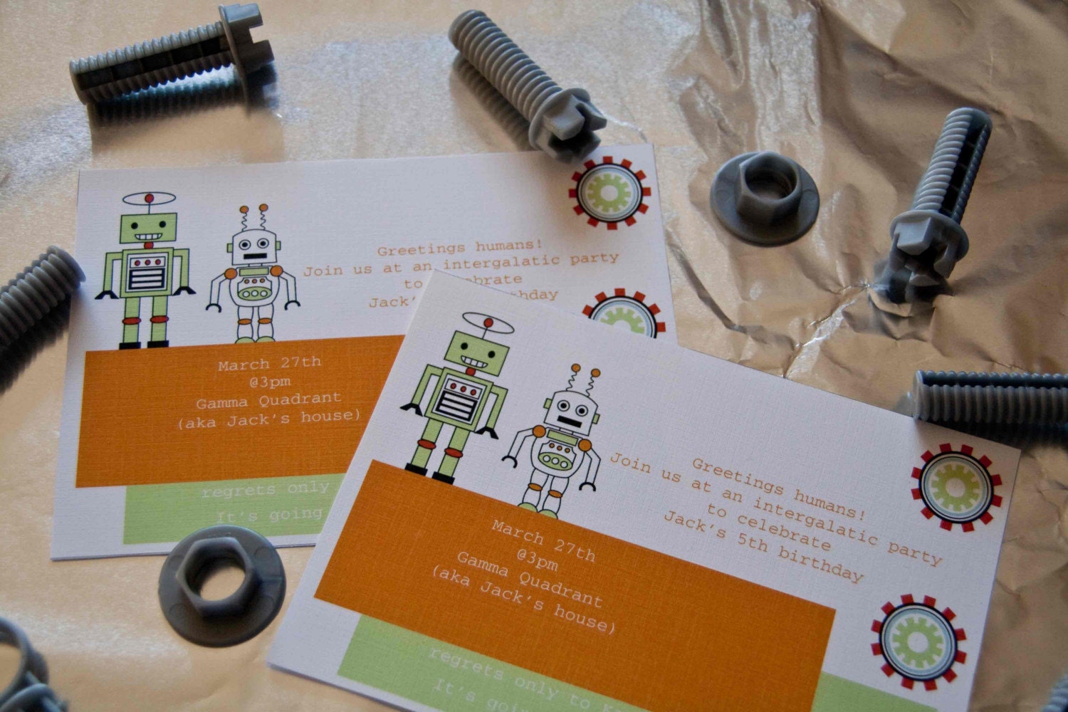 Robot Birthday Party Invitations set of 10 by Belleza e Luce Il_170x135