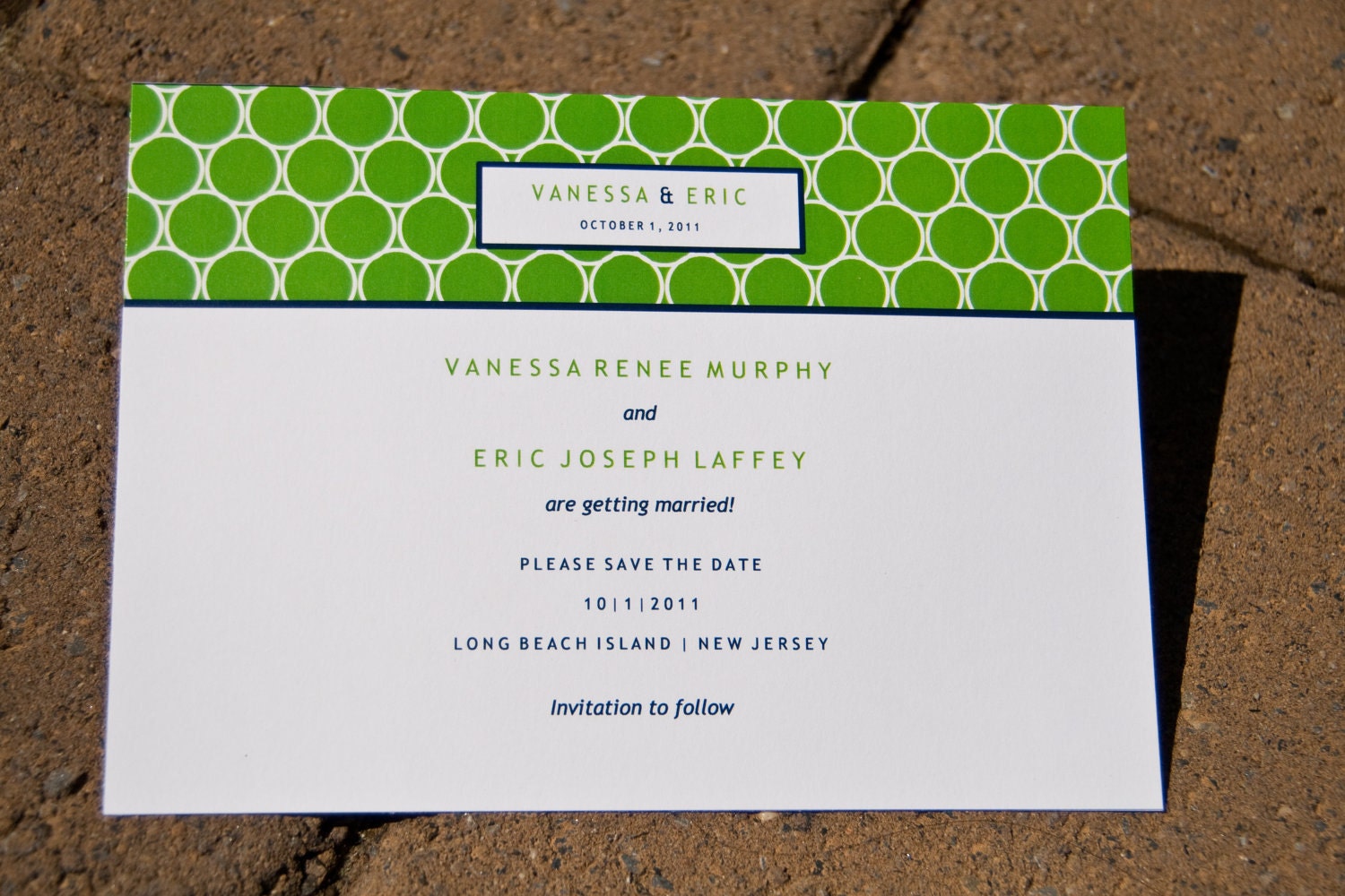 Modern Circles Wedding Save the Date Circles Invitation set of 10 : Preppy Green and Navy Party Invitation by Belleza e Luce Il_170x135