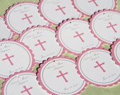Christening Communion Baptism Pink Cross Party Favor Tags Set of 12 by Belleza e Luce Il_170x135