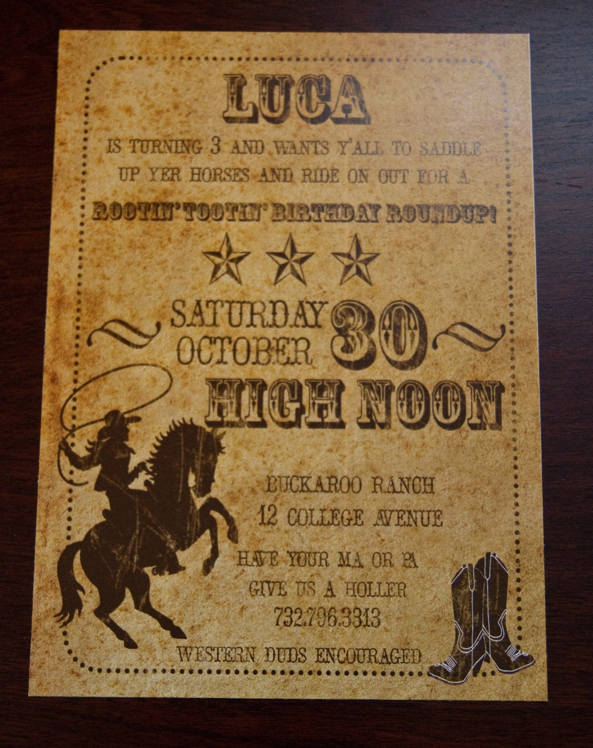 Vintage Inspired Cowboy Party Invitation: Old West Cowboy Birthday Party Invitation set of 10 by Belleza e Luce Il_170x135