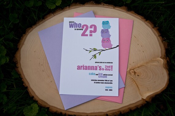 Owl Birthday Invitation: Girl Owl Birthday Party Invitation set of 10 by Belleza e Luce Il_570xn