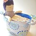 SALE - Fabric Storage Organizing Bin with handles - Blue Dot Print