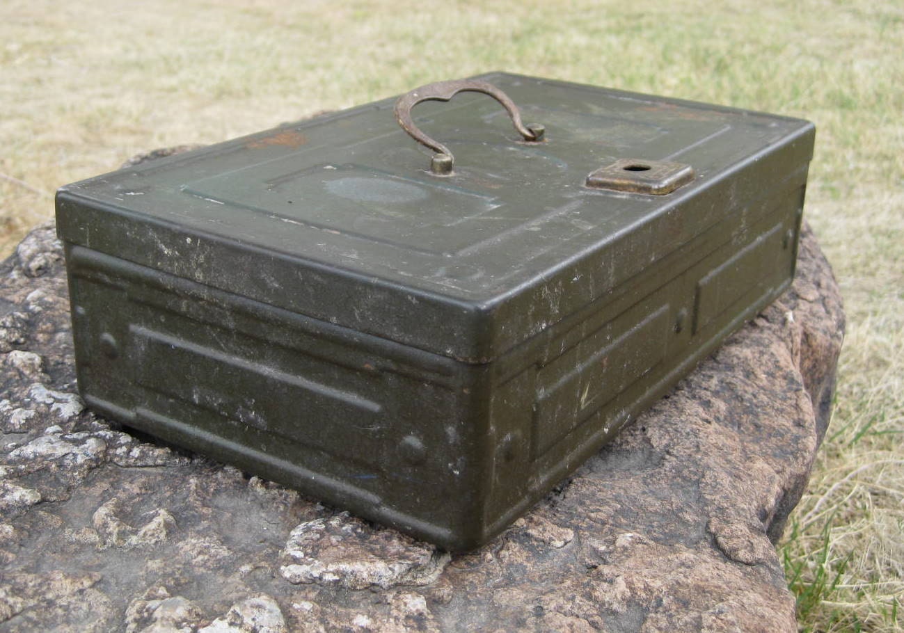 Army Green Metal Storage Box With Brass Hardware