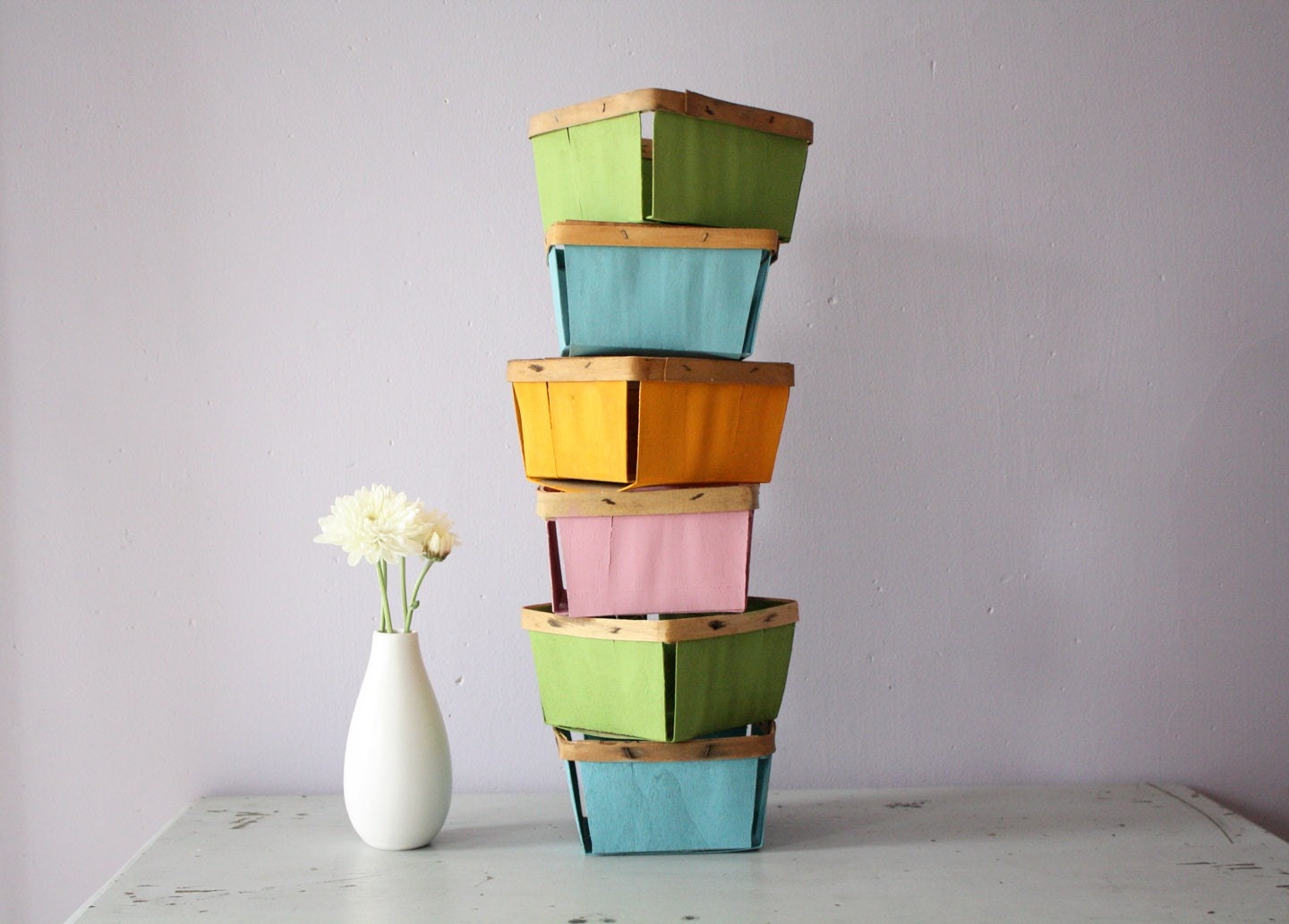 hand painted. vintage. rustic. berry baskets.
