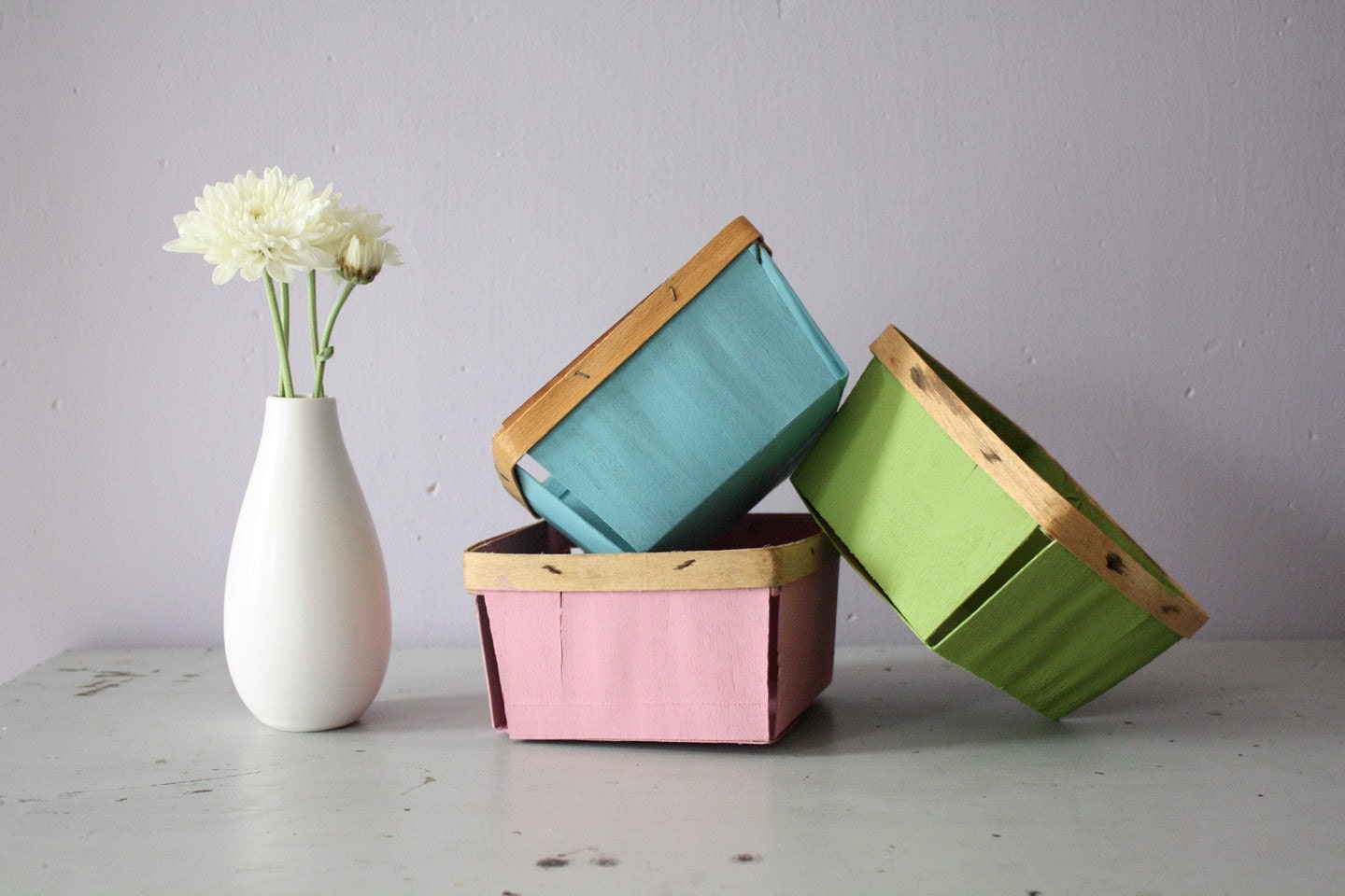 hand painted. vintage. rustic. berry baskets.