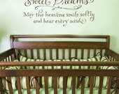 Sweet Dreams May the heavens smile softly - LARGE vinyl wall decal