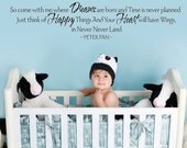 Large New Vinyl Wall Decal - So come with me...masculine peter pan quote for boy nursery