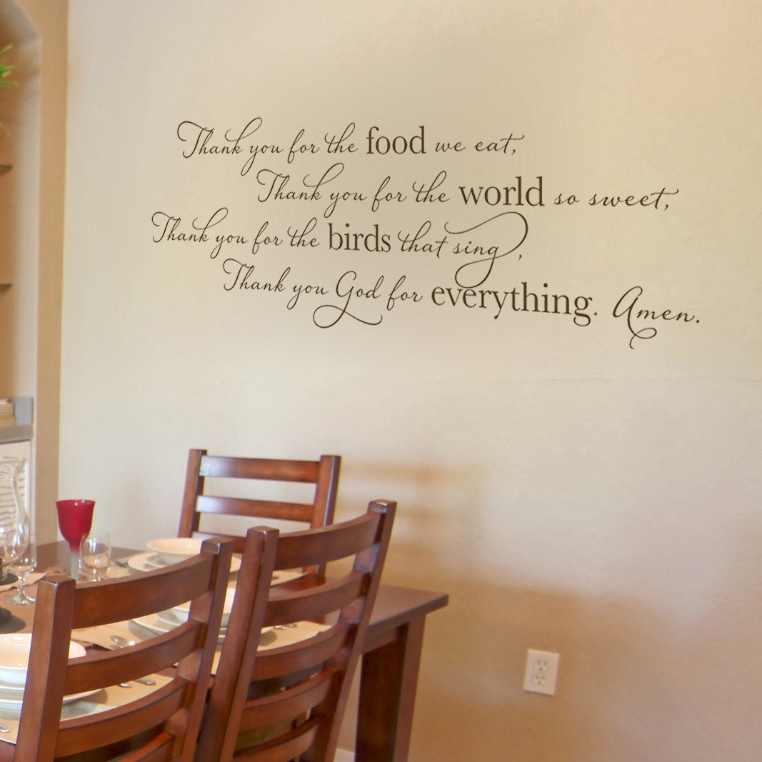 Thank you for the food we eat... Vinyl Wall Decal