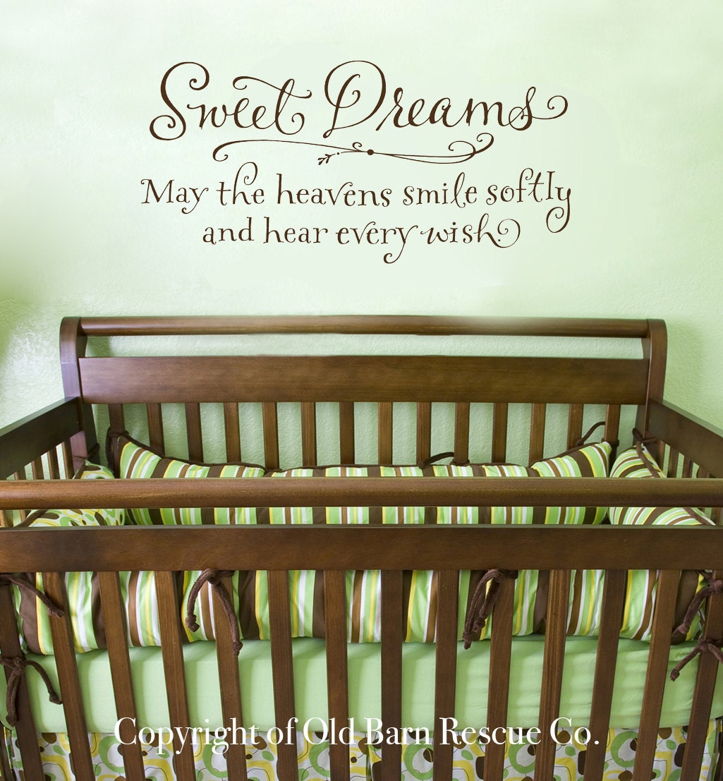 Sweet Dreams May the heavens smile softly - LARGE vinyl wall decal