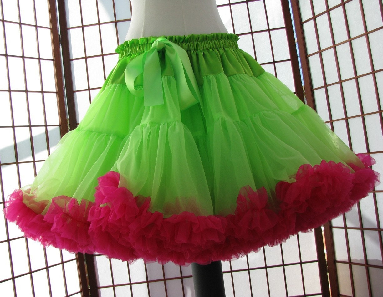 Pettiskirt Chartreuse Green and Fuchsia Size Large Custom